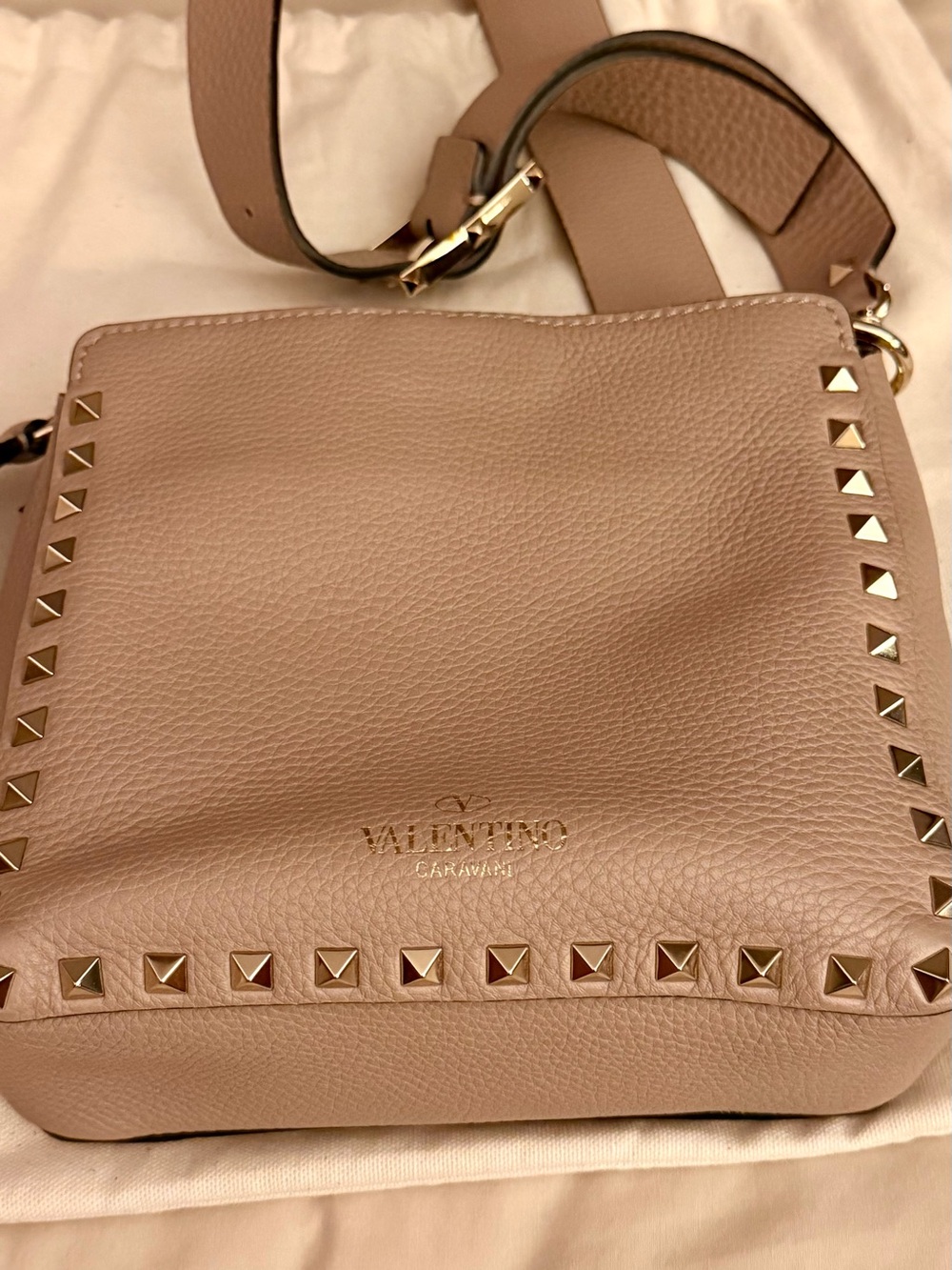 Valentino Garavani Rockstud Small Crossbody Bag in Taupe
